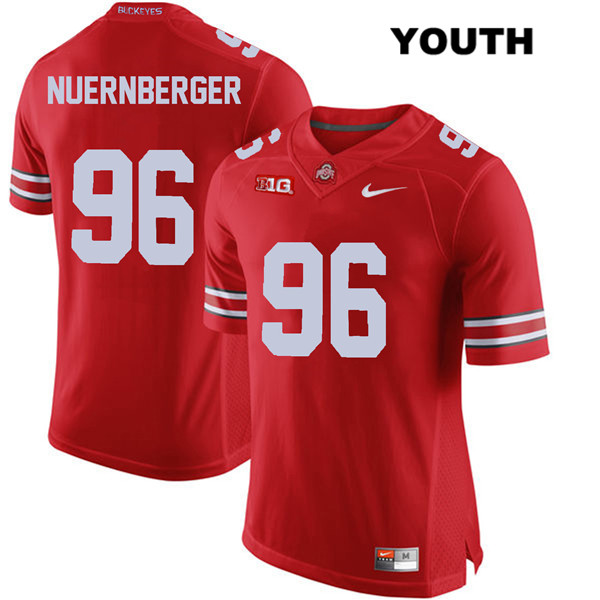 Ohio State Buckeyes Youth Sean Nuernberger #96 Red Authentic Nike College NCAA Stitched Football Jersey YI19U63JO